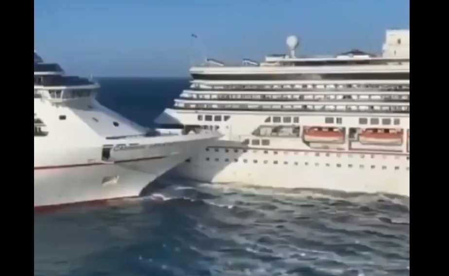 Vacaciones de miedo, dos cruceros chocaron en Cozumel en el muelle Puerta Maya | VIDEO