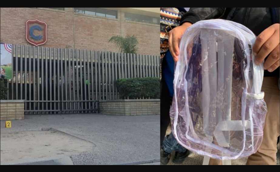Dan mochilas transparentes a niños del Colegio Cervantes por tiroteo