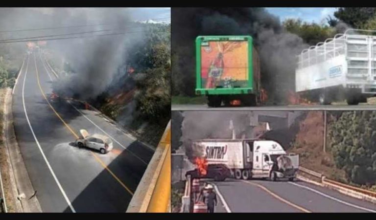 Incendian 5 vehículos por bloqueos en Uruapan