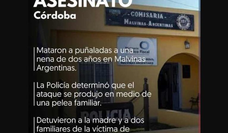 Mataron a puñaladas a una bebé de dos años durante una pelea familiar, en Córdoba