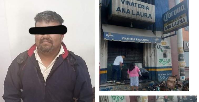 Borracho pierde su cartera; roció gasolina e incendió vinateria en Oaxaca
