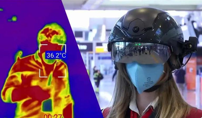 Aeropuerto de Roma usa cascos inteligentes para detectar coronavirus