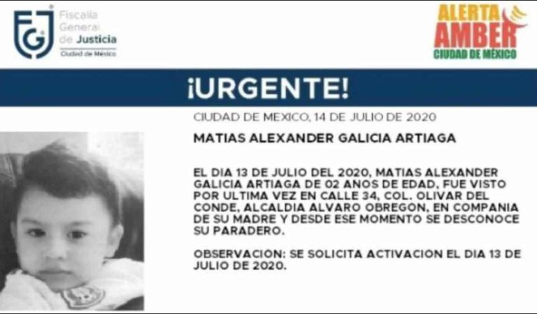 Activan Alerta Amber por Matías Alexander Galicia Artiaga, de 2 años de edad