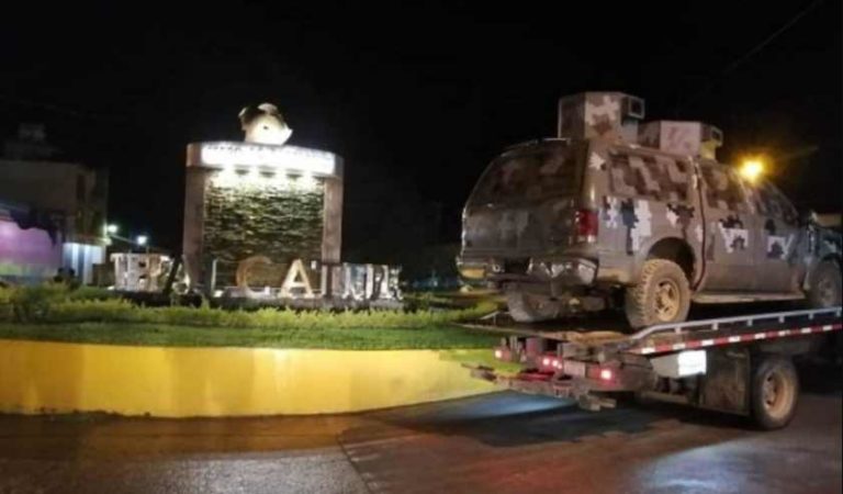 CJNG es derrotado en Tepalcaltepec; exhiben camioneta como trofeo de su victoria