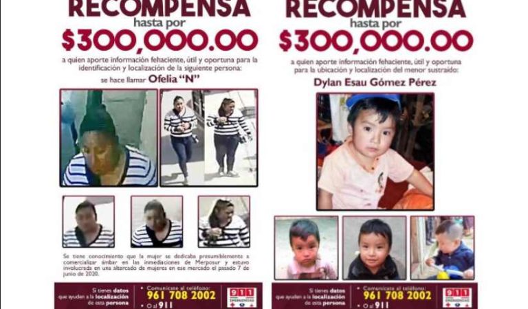 Ofrecen recompensa de 300 mil pesos para localizar a Dylan y a mujer que participó en desaparición