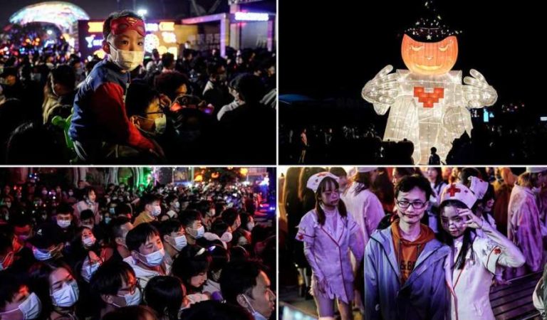 Celebran fiesta masiva de Halloween en Wuhan China, ciudad de origen del COVID-19
