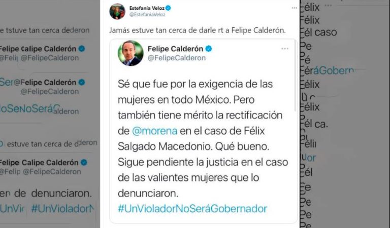 Felipe Calderón aplaude que quitaran a Salgado Macedonio, Estefanía Veloz le ‘agradece’